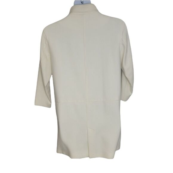 ZARA WOMAN coat cream‎ ivory zip up long peacoat jacket L - Picture 3 of 11